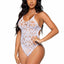 Leg Avenue Seamless Scroll Lace with Nearly Naked Strappy Back - White - One Size