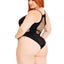 Leg Avenue Seamless Shredded Racer Back Thong Bodysuit - 1x-2x - Black
