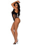 Leg Avenue Seamless Shredded Racer Back Thong Bodysuit - Black - One Size