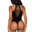 Leg Avenue Seamless Shredded Racer Back Thong Bodysuit - Black - One Size