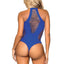 Leg Avenue Seamless Shredded Racer Back Thong Bodysuit - Blue - One Size