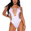 Leg Avenue Seamless Shredded Racer Back Thong Bodysuit - White - One Size