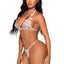 Leg Avenue Sheer Butterfly Applique Bra Top and G-String Panty - White - Small - 2 Pieces