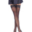 Leg Avenue Sheer Nylon Thigh High with Lace Top - Black - Plus Size/Queen
