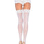 Leg Avenue Sheer Stocking with Backseam and Lace Top - White - One Size