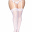 Leg Avenue Sheer Stocking with Backseam and Lace Top - White - Plus Size