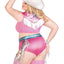 Leg Avenue Space Cowgirl Set Bandana Print Tie Front Crop Top with Fringe Trim, High Waist Bottoms with Attached Chaps, Belt with Fringe Detail, and Neck Bandana (4 Piece) - 1x/2x