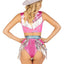 Leg Avenue Space Cowgirl Set Bandana Print Tie Front Crop Top with Fringe Trim, High Waist Bottoms with Attached Chaps, Belt with Fringe Detail, and Neck Bandana - Multicolor - Small - 4 Piece