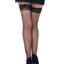 Leg Avenue Spandex Fishnet Backseam Lace Top Thigh High - Black - Plus Size/Queen