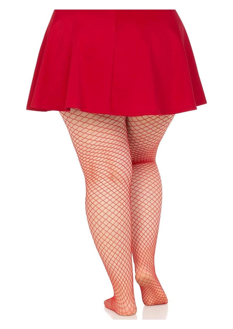 Leg Avenue Spandex Industrial Net Tights - 1x-2x - Red