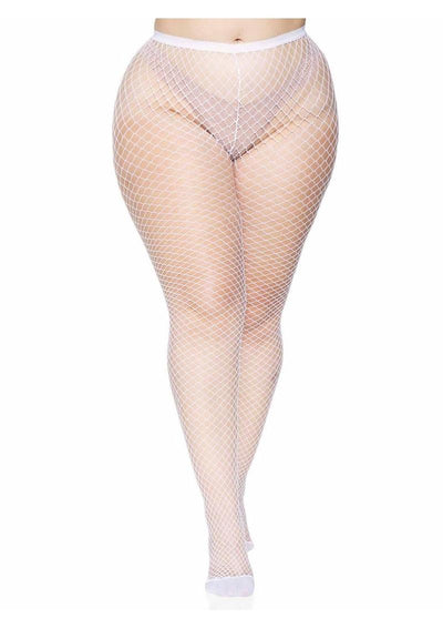 Leg Avenue Spandex Industrial Net Tights - 1x-2x - White