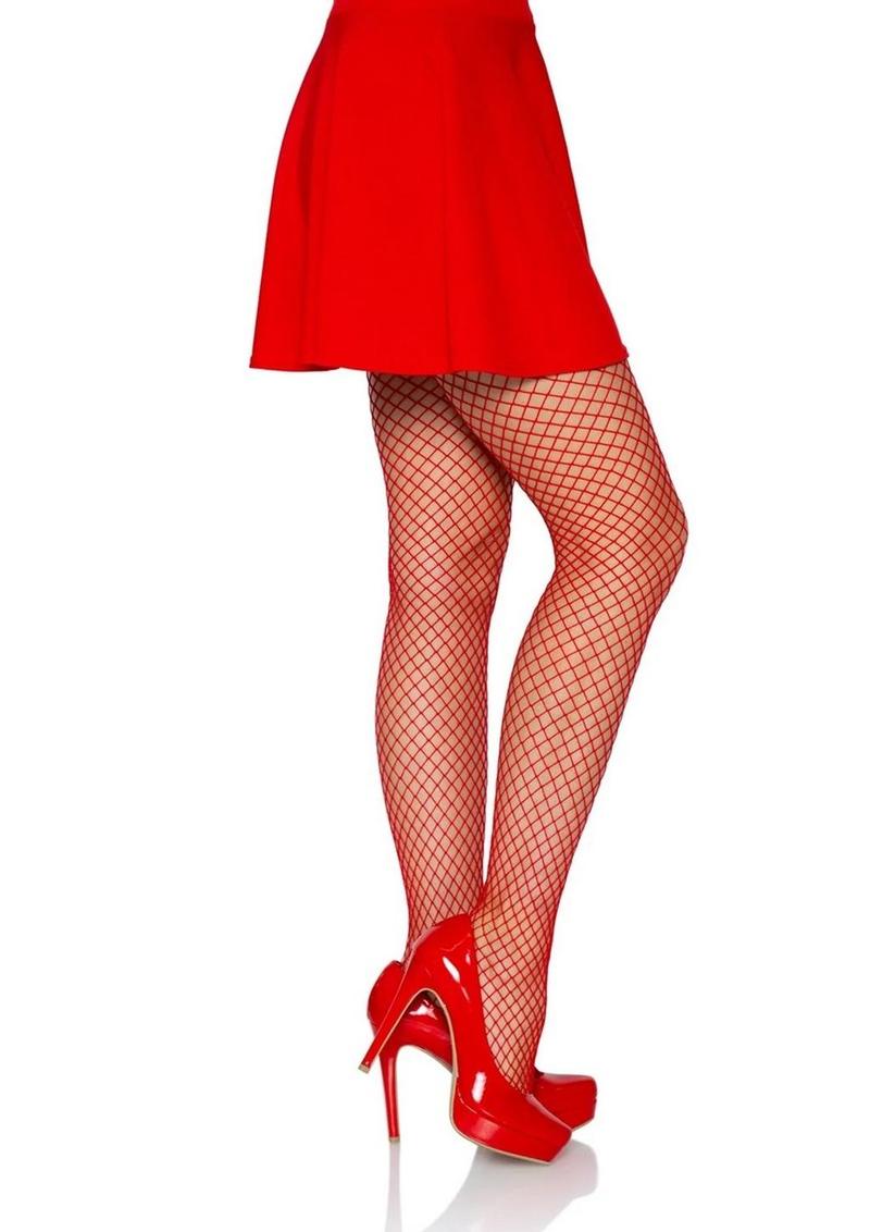 Leg Avenue Spandex Industrial Net Tights - Red - One Size