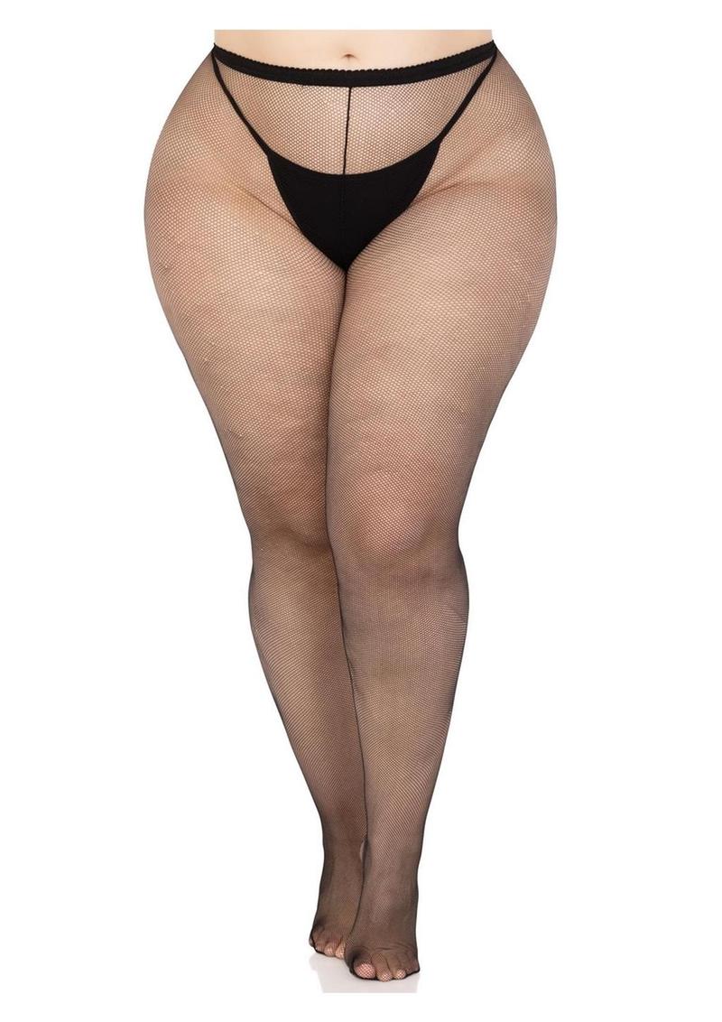 Leg Avenue Spandex Micro Net Tights - 1x-2x - Black