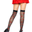Leg Avenue Spandex Sheer Polka Dot Cherry Thigh Highs - Black/Red - One Size