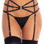 Leg Avenue - Strappy Elastic Rhinestone Garter Belt with O-Ring Detail