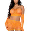 Leg Avenue Strappy Lace Tube Dress and Matching Gloves - Orange - One Size - 2 Pieces