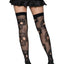 Leg Avenue Sugar Skull Net Thigh Highs - Black - One Size