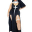 Leg Avenue Sultry Sinner Dual Slit Garter Dress with Vinyl Cross Detail, Vinyl Collar, and Nun Habit