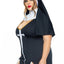 Leg Avenue Sultry Sinner Dual Slit Garter Dress with Vinyl Cross Detail, Vinyl Collar, and Nun Habit - Black/White - Queen/XLarge/XXLarge - 3 Piece