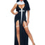 Leg Avenue Sultry Sinner Dual Slit Garter Dress with Vinyl Cross Detail, Vinyl Collar, and Nun Habit - Black/White - Large - 3 Piece