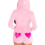 Leg Avenue Sweetheart Bear Velvet Zip Up Romper with Heart Accent - Pink - Medium