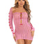 Leg Avenue Sweetheart Striped Tube Dress and Matching Shrug with Keyhole and Mini Bow Detail - Pink - One Size - 2 Piece