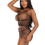Leg Avenue Twist Net Tank Top and Boy Shorts - Black - One Size - 2 Piece