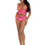 Leg Avenue Twist Net Tank Top and Boy Shorts - Neon Pink - One Size - 2 Piece