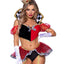 Leg Avenue Wicked Wonderland Queen Tow-Tone Boned Crop Top with Stay Up Collar and Broach Accent, Garter Panty with Peplum Skirt, and Crown Headband
