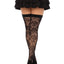 Leg Avenue Wild Rose Net Thigh Highs - Black - One Size