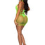 Leg Avenue Woven Net Twist Halter Mini Dress - Green/Neon Green - One Size
