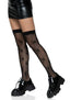 Leg Avenue Ying Yang Fishnet Thigh Highs - Black - One Size