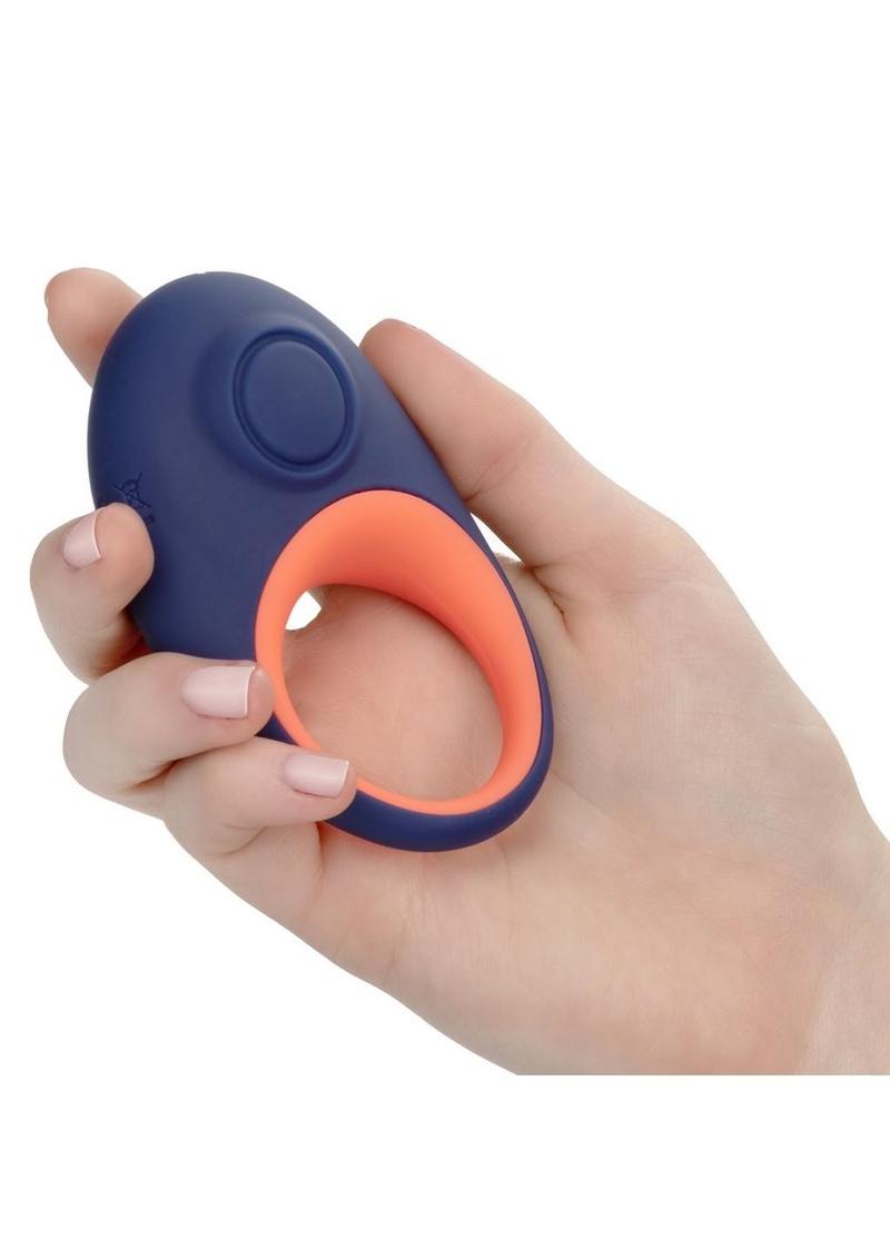 Link Up Verge Silicone Vibrating Cock Ring - Blue/Multicolor/Pink