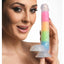 Lollicock Glow In The Dark Rainbow Silicone Dildo with Balls - Glow In The Dark/Multicolor - 7in