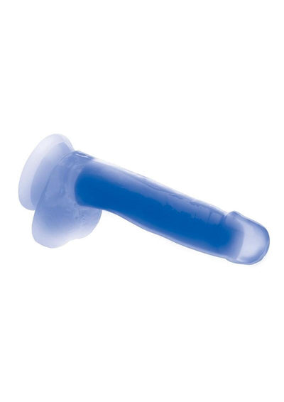 Lollicock Glow In The Dark Silicone Dildo with Balls - Blue/Glow In The Dark - 7in