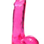 Lollipop Slim Stick Dildo with Balls - Cherry Ice/Red - 6in