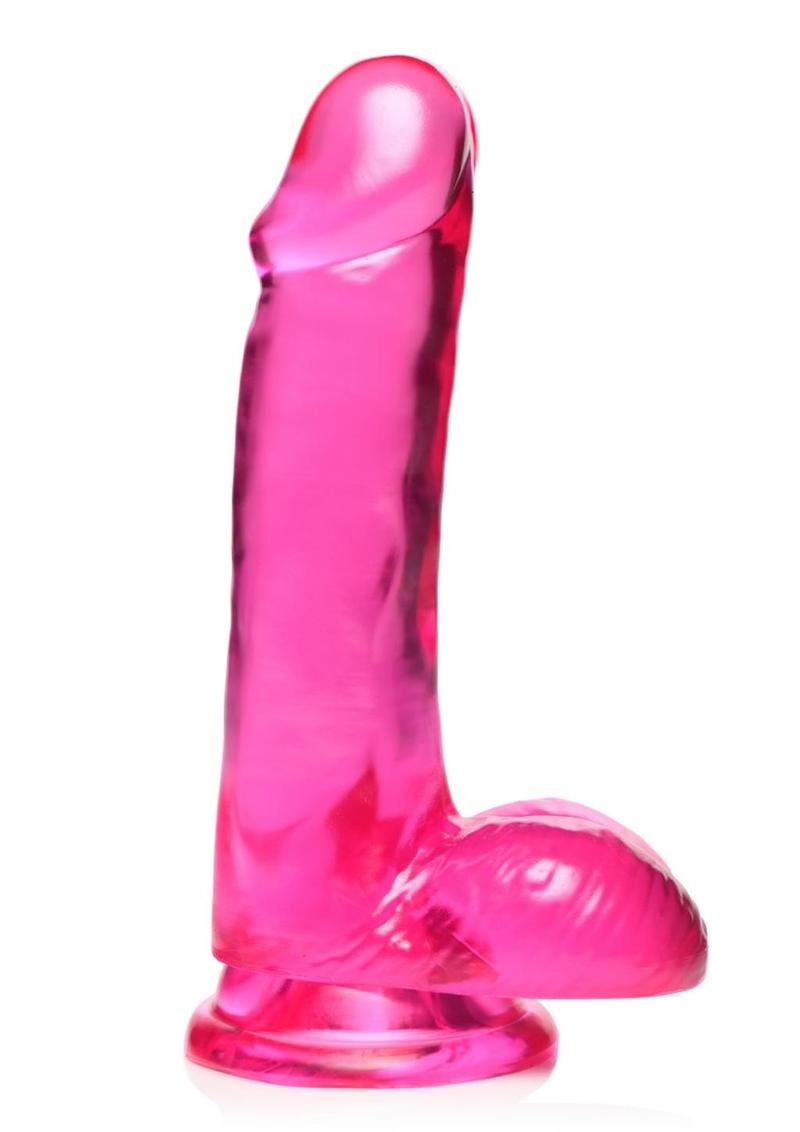 Lollipop Slim Stick Dildo with Balls - Cherry Ice/Red - 6in