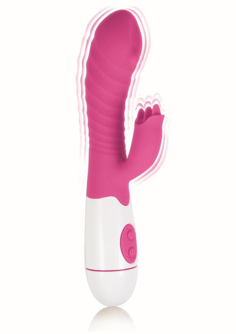 Lotus Sensual Massager #5 Silicone Rabbit Vibrator - Pink/White