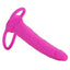 Love Rider Silicone Dual Penetrator Dildo Cock Ring - Pink