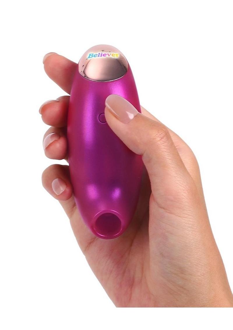 Love to Love Believer Rechargeable Silicone Clitoral Stimulator - Iridescent - Berry/Pink
