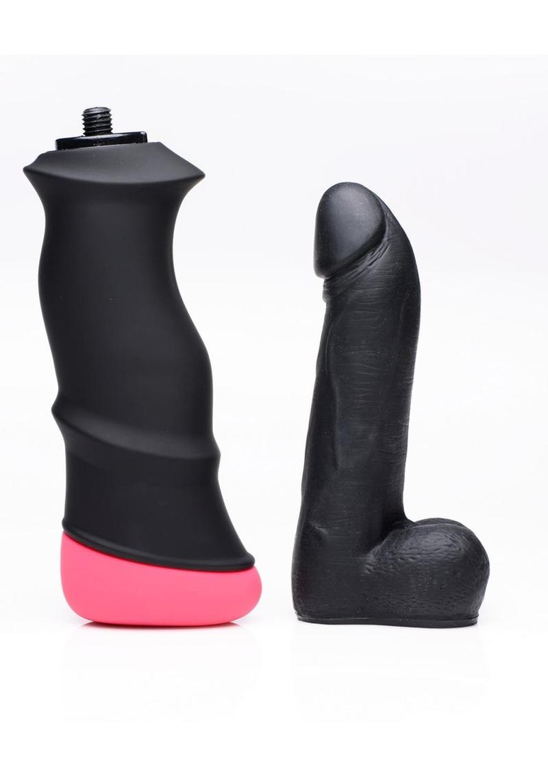 Lovebotz Mega-Pounder Hand-Held Thrusting Silicone Dildo - Black