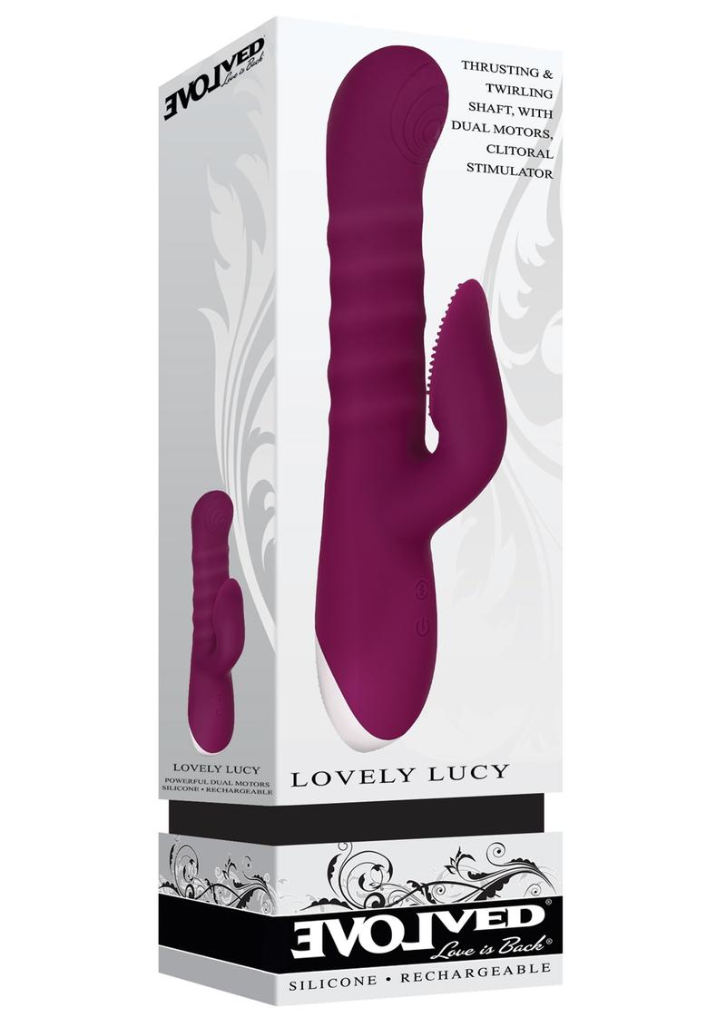 Lovely Lucy Rechargeable Silicone Dual Vibrator with Clitoral Stimulator