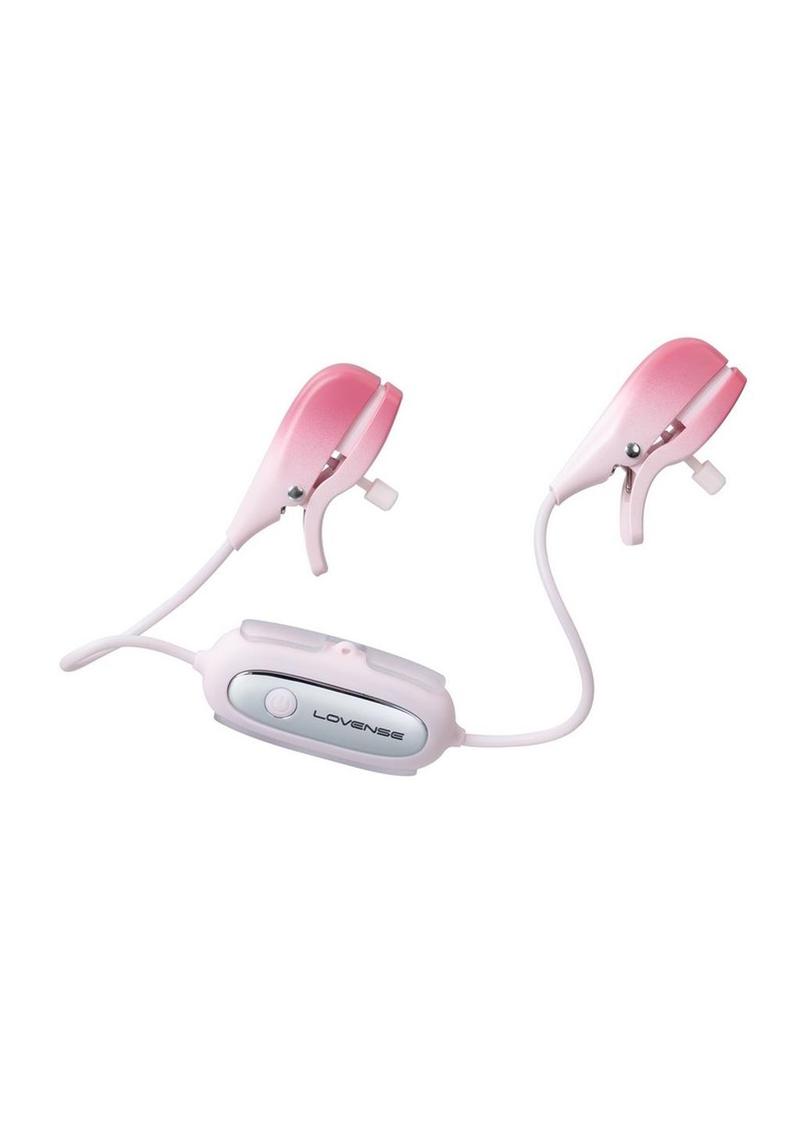 Lovense Gemini Rechargeable Silicone App-Control Nipple Clamps - Pink