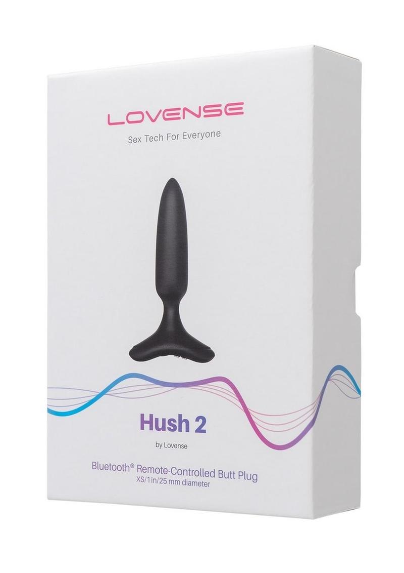 Lovense Hush 2 Rechargeable App Compatible Silicone Vibrating Anal Plug - Black - 1in