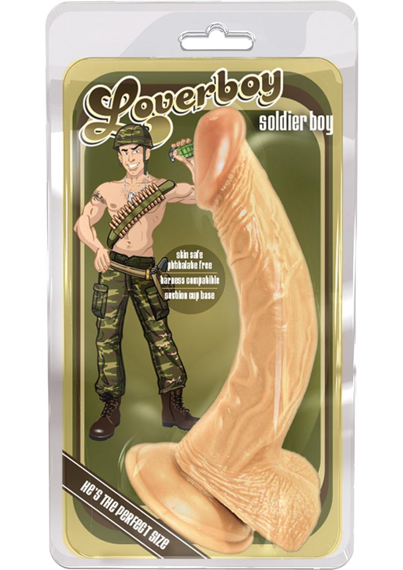 Loverboy Soldier Boy Dildo with Balls - Flesh/Vanilla - 8in