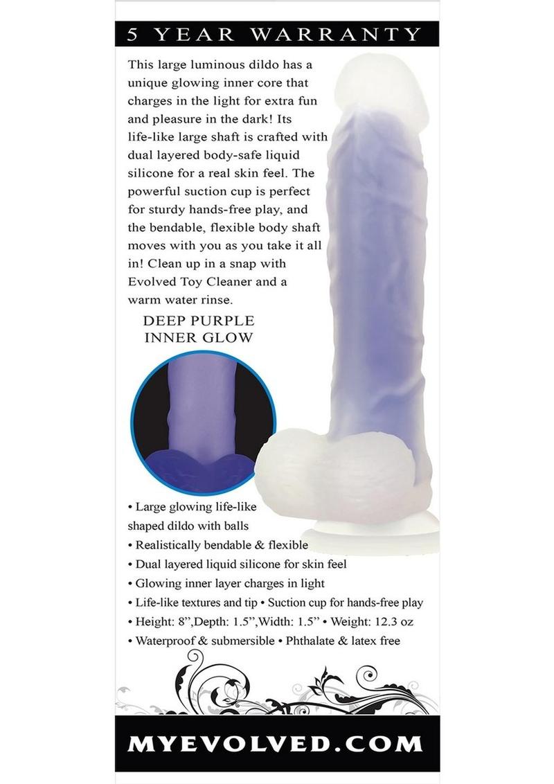 Luminous Dildo Silicone Realistic Dildo - Glow In The Dark/Purple - 8in