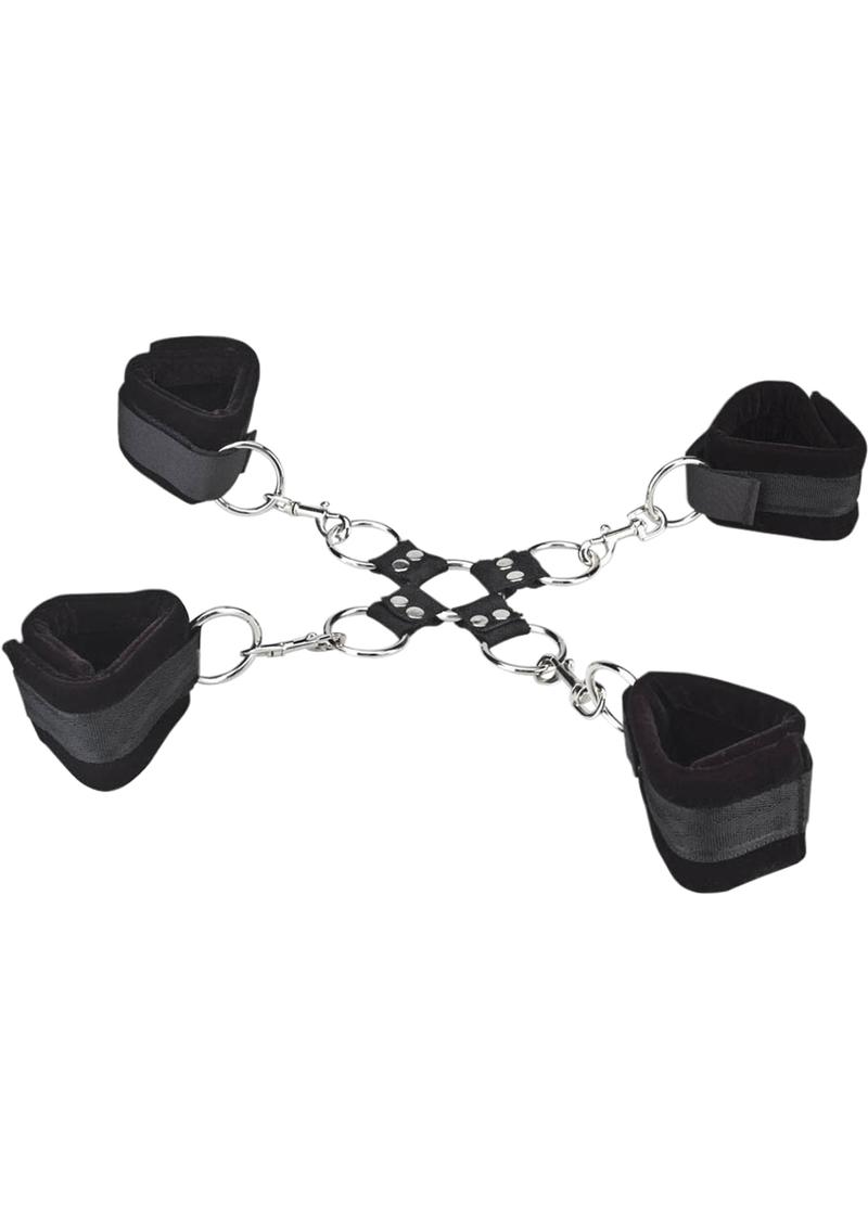 Lux Fetish Hogtie - Black - 5 Piece Set/Set