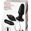 Lux Fetish Latex Inflatable Vibrating Butt Plug with Wired Remote Control - Black - 4in