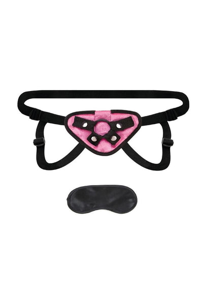 Lux Fetish Pink Velvet Strap-On Harness Adjustable - Pink