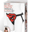 Lux Fetish Red Heart Strap-On Harness and Silicone Dildo - Black/Red - 5in - Set